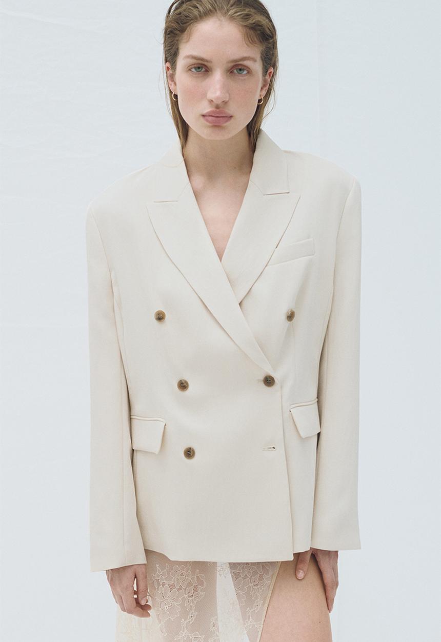 H&M - Double-breasted blazer - light beige