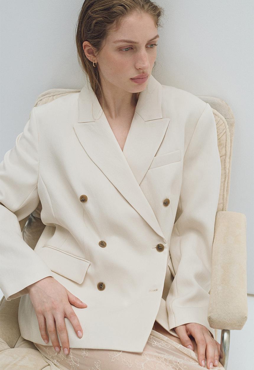H&M - Double-breasted blazer - light beige
