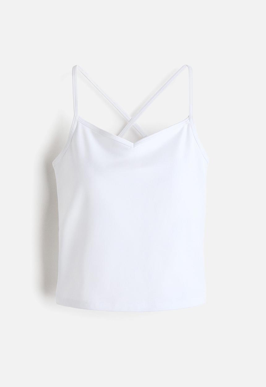 H&M - Slim fit sports strappy top with drymove - white