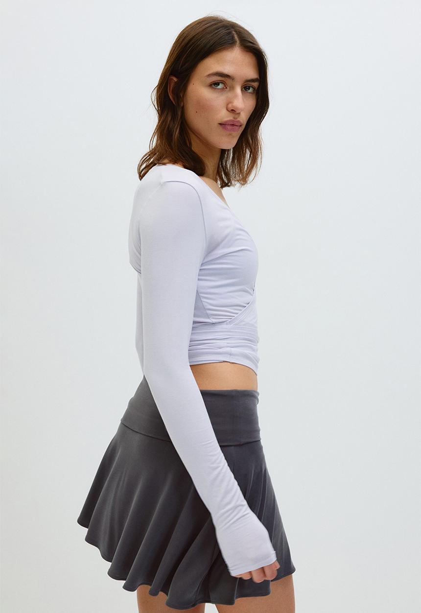 H&M - Foldover-waist asymmetric yoga skirt - dark grey