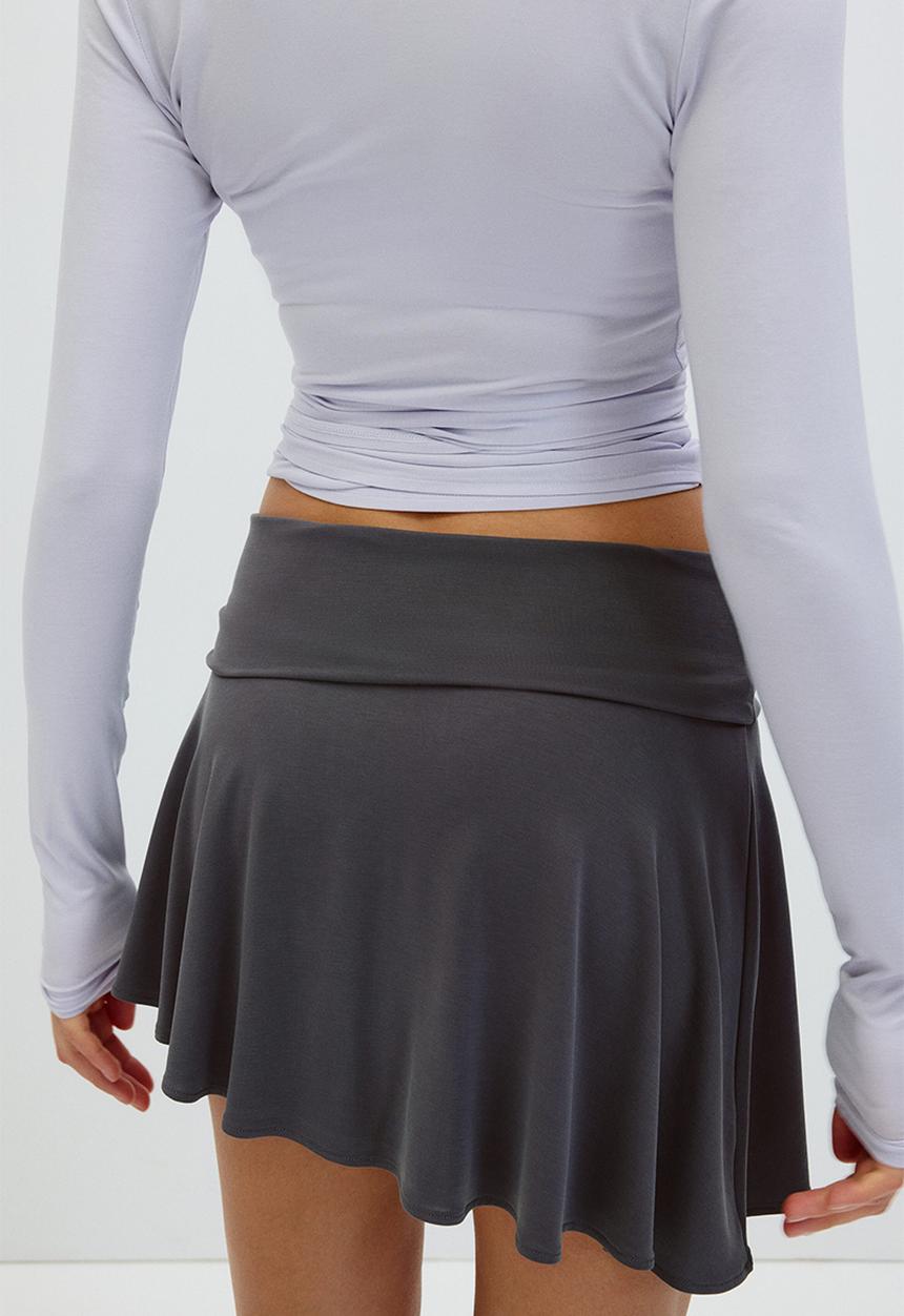 H&M - Foldover-waist asymmetric yoga skirt - dark grey