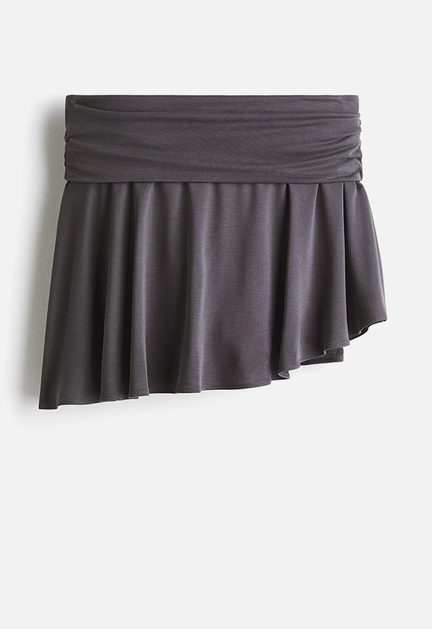 H&M - Foldover-waist asymmetric yoga skirt - dark grey