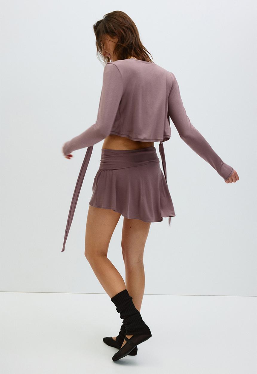 H&M - Foldover-waist asymmetric yoga skirt - dusty mauve