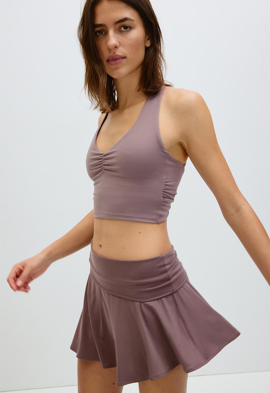 H&M - Foldover-waist asymmetric yoga skirt - dusty mauve