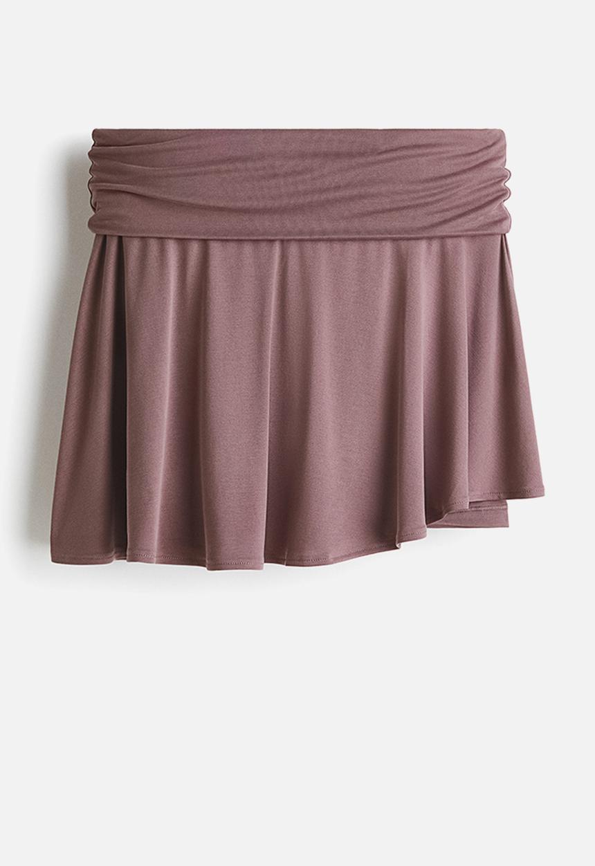 H&M - Foldover-waist asymmetric yoga skirt - dusty mauve
