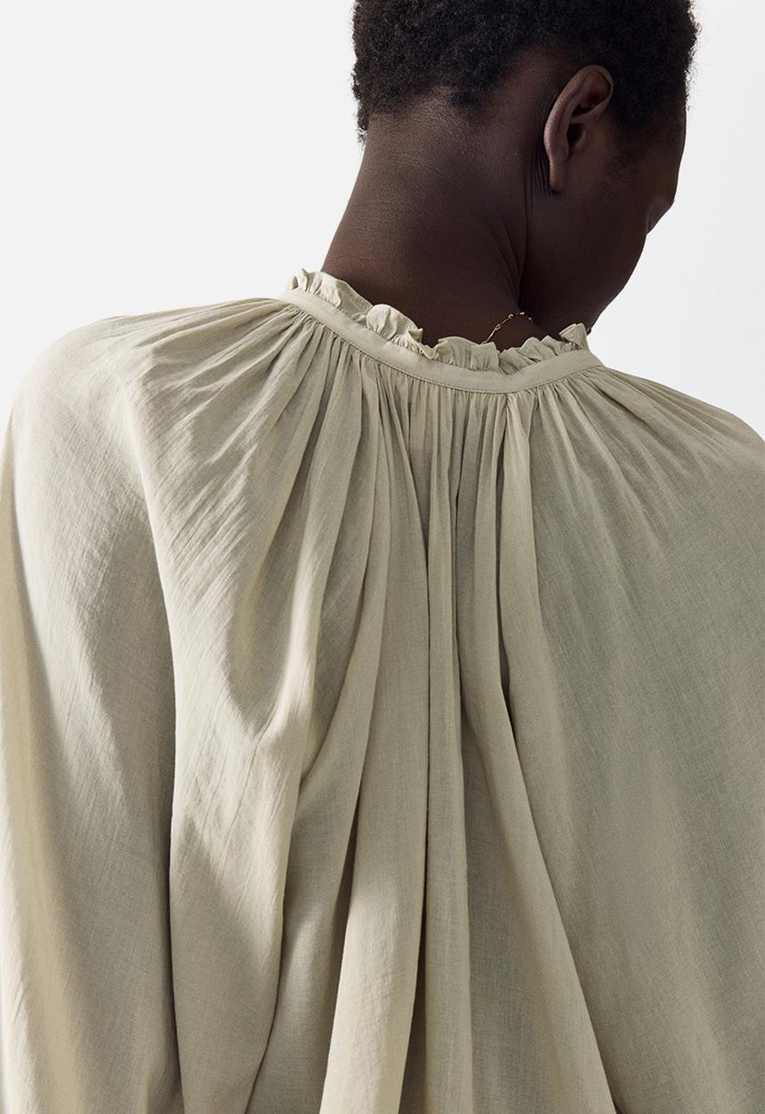 H&M - Oversized cotton-blend blouse - light dusty beige