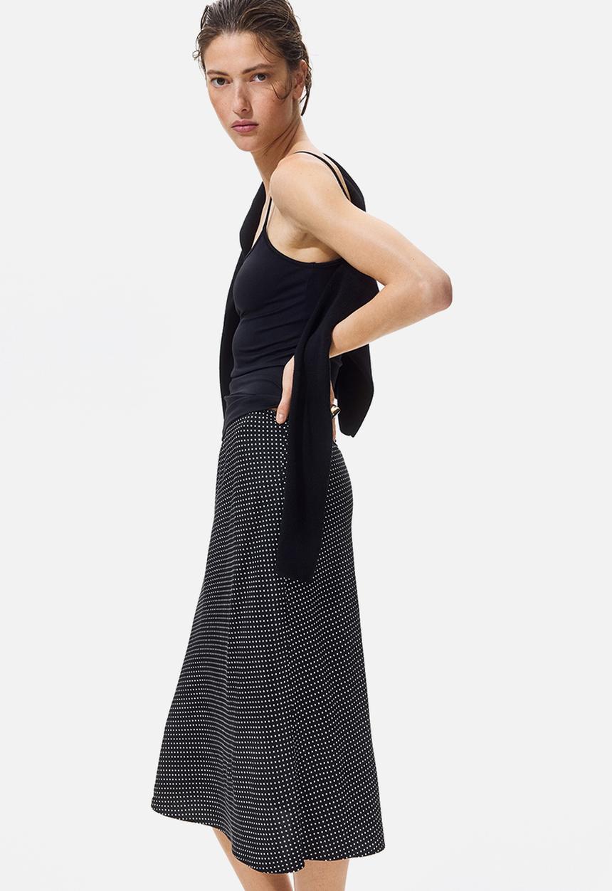 H&M - Viscose slip skirt - black/white spotted