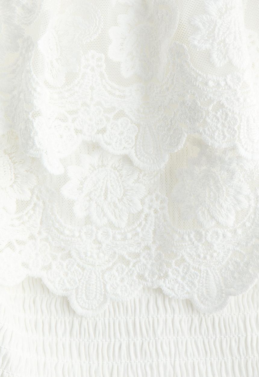H&M - Flounced off-the-shoulder top - white