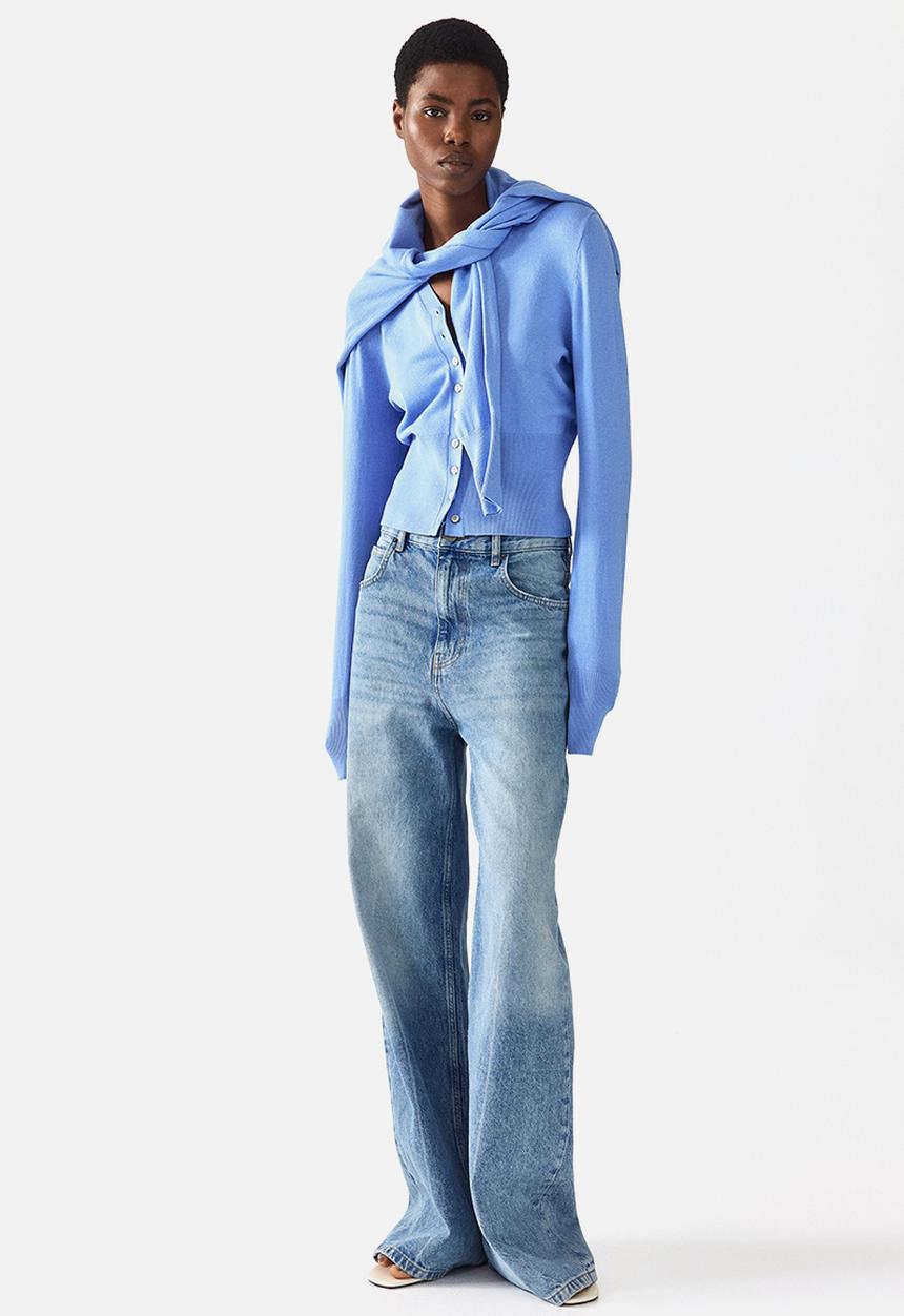 H&M - Fine-knit cardigan - dusty blue