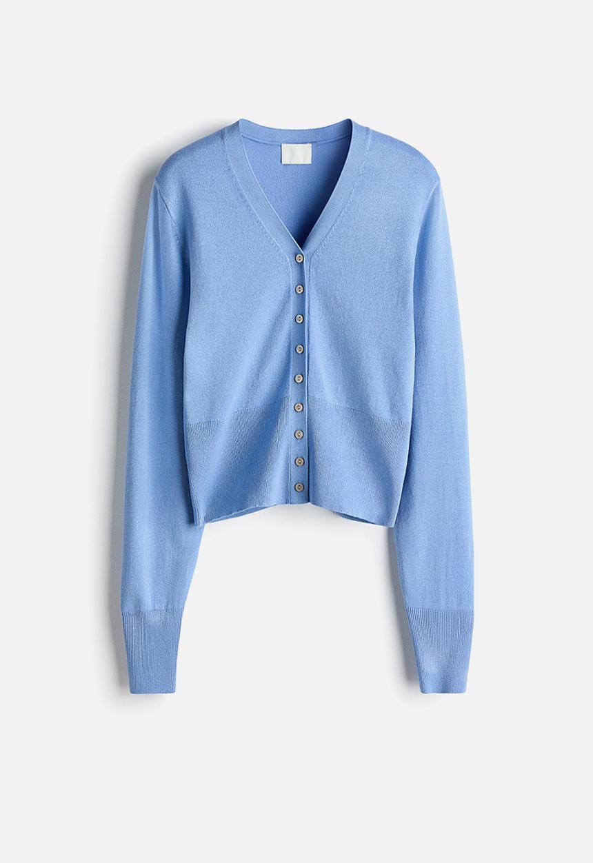 H&M - Fine-knit cardigan - dusty blue