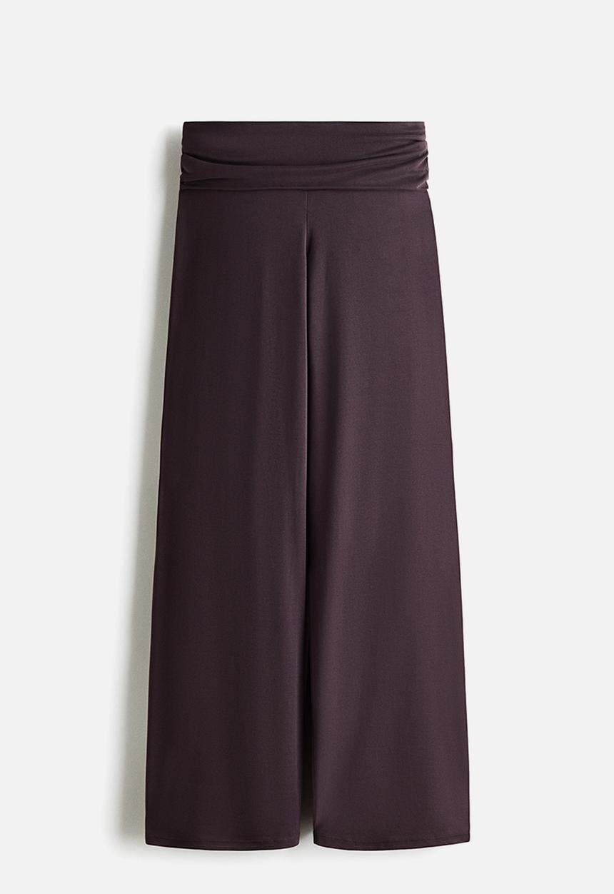 H&M - Foldover-waist yoga trousers - plum