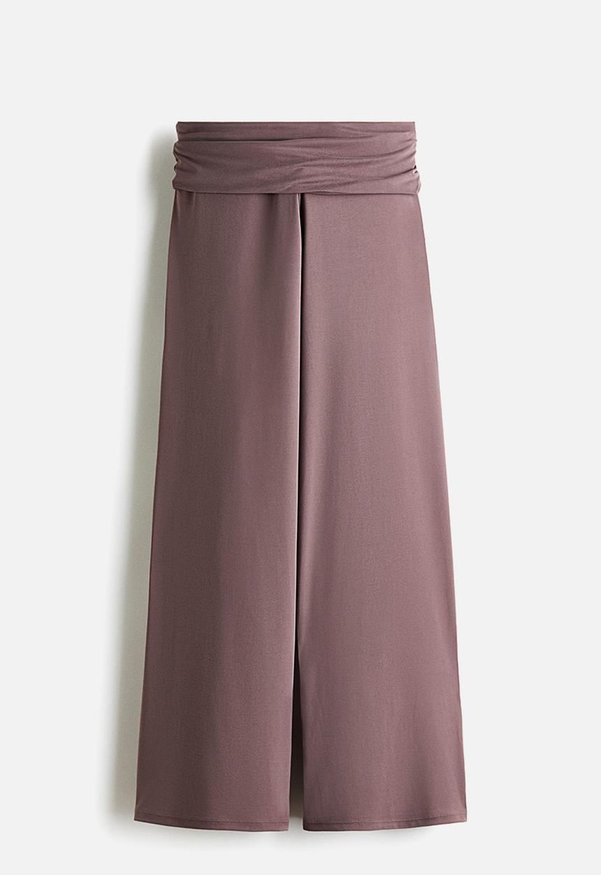 H&M - Foldover-waist yoga trousers - dark dusty pink