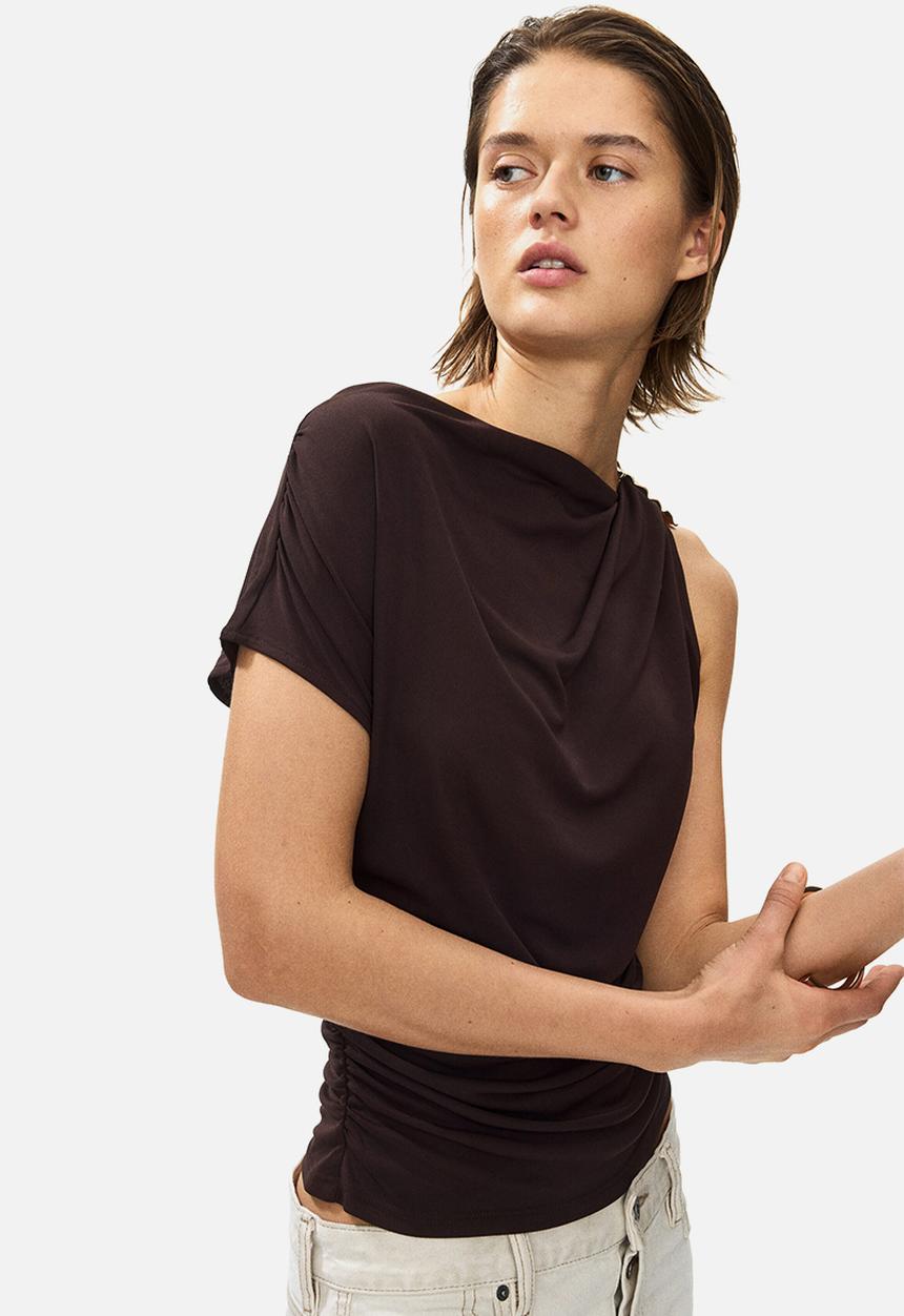 H&M - Draped jersey top - dark brown