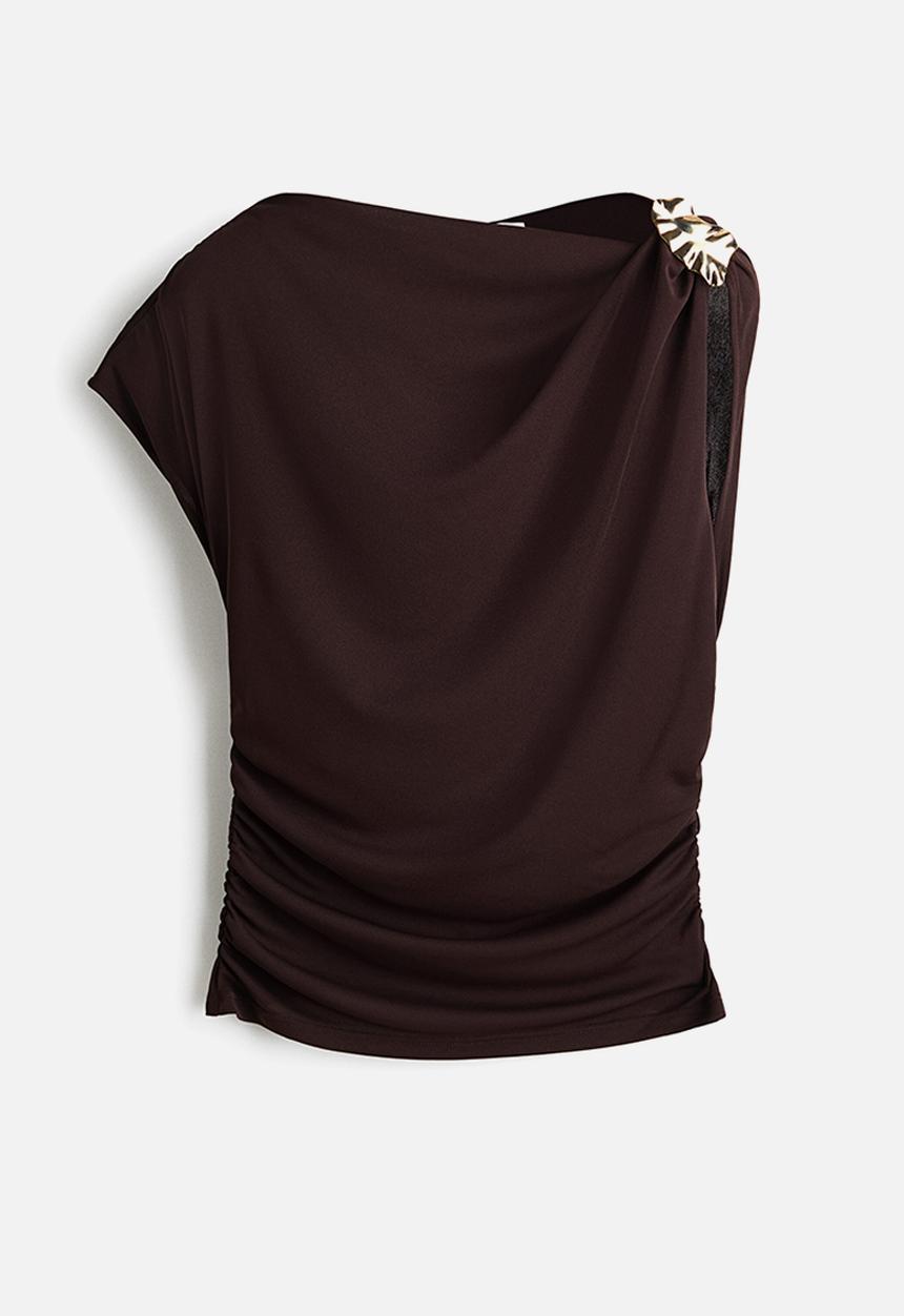 H&M - Draped jersey top - dark brown