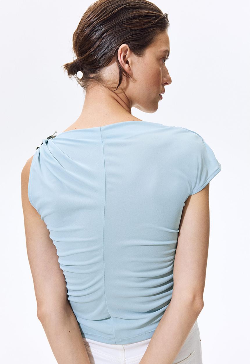 H&M - Draped jersey top - light blue