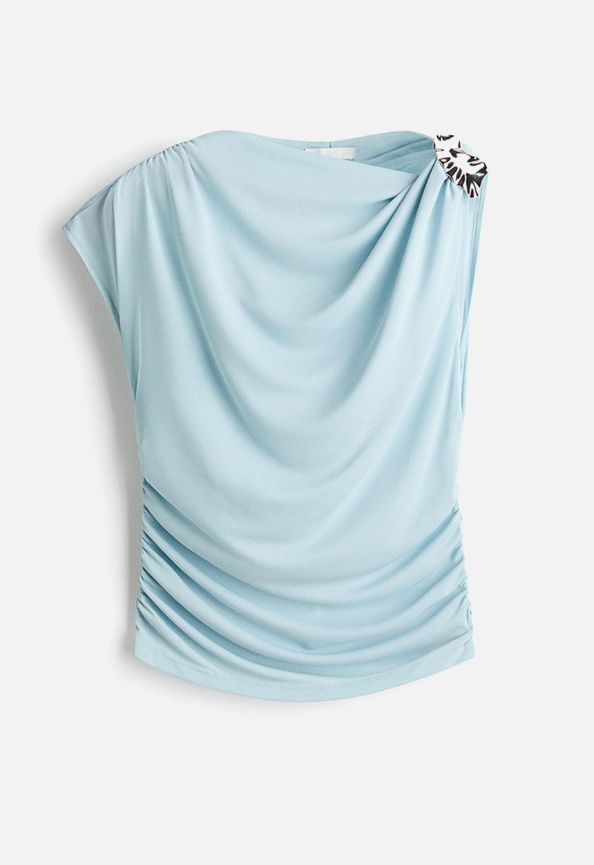 H&M - Draped jersey top - light blue