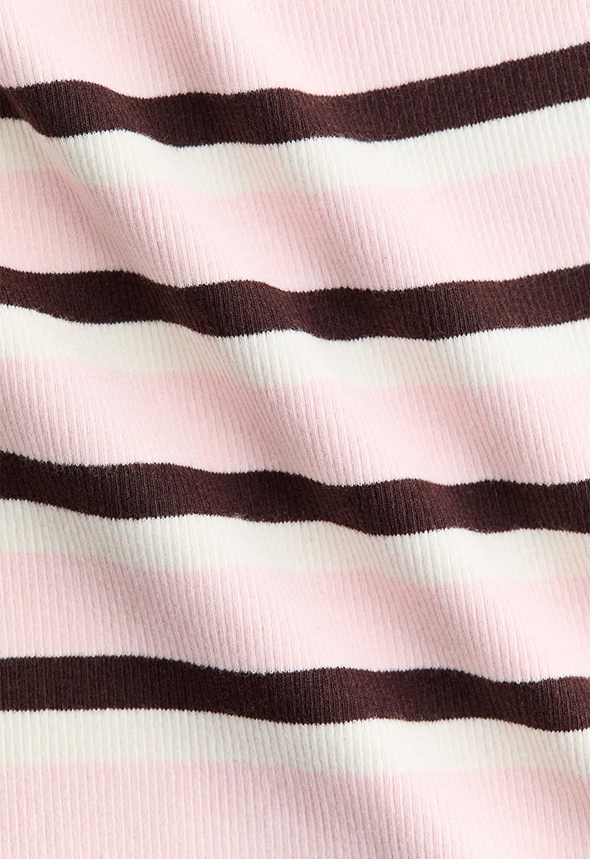 H&M - Boat-neck cotton top - light pink/striped