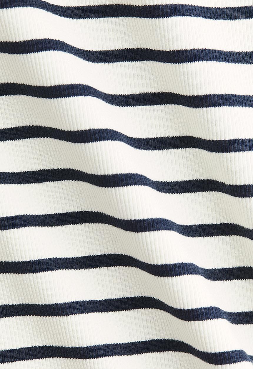H&M - Boat-neck cotton top - navy blue/striped