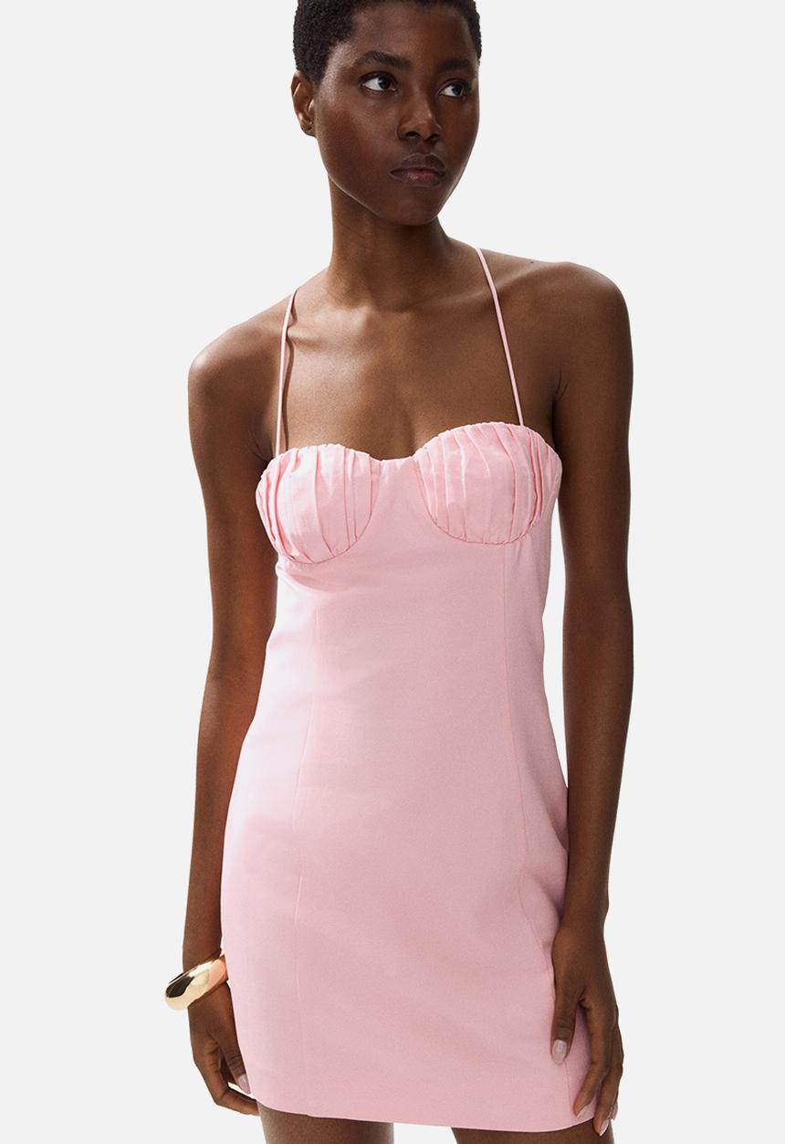 H&M - Linen-blend strappy dress - light pink