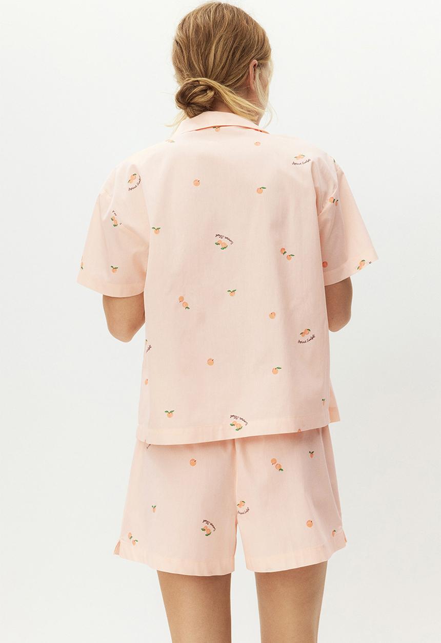 H&M - Pyjama shirt and shorts - light peach pink/apricots