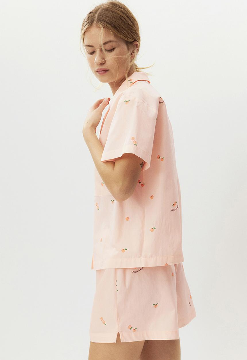 H&M - Pyjama shirt and shorts - light peach pink/apricots