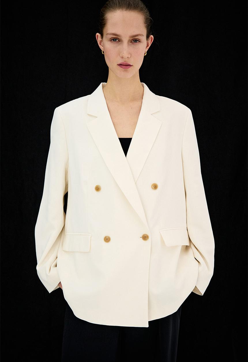 H&M - Double-breasted blazer - cream