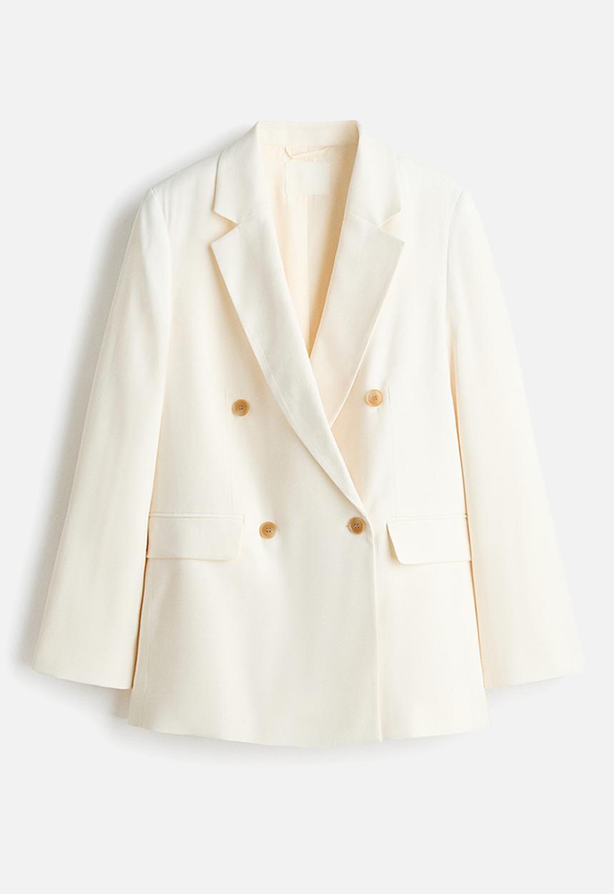H&M - Double-breasted blazer - cream