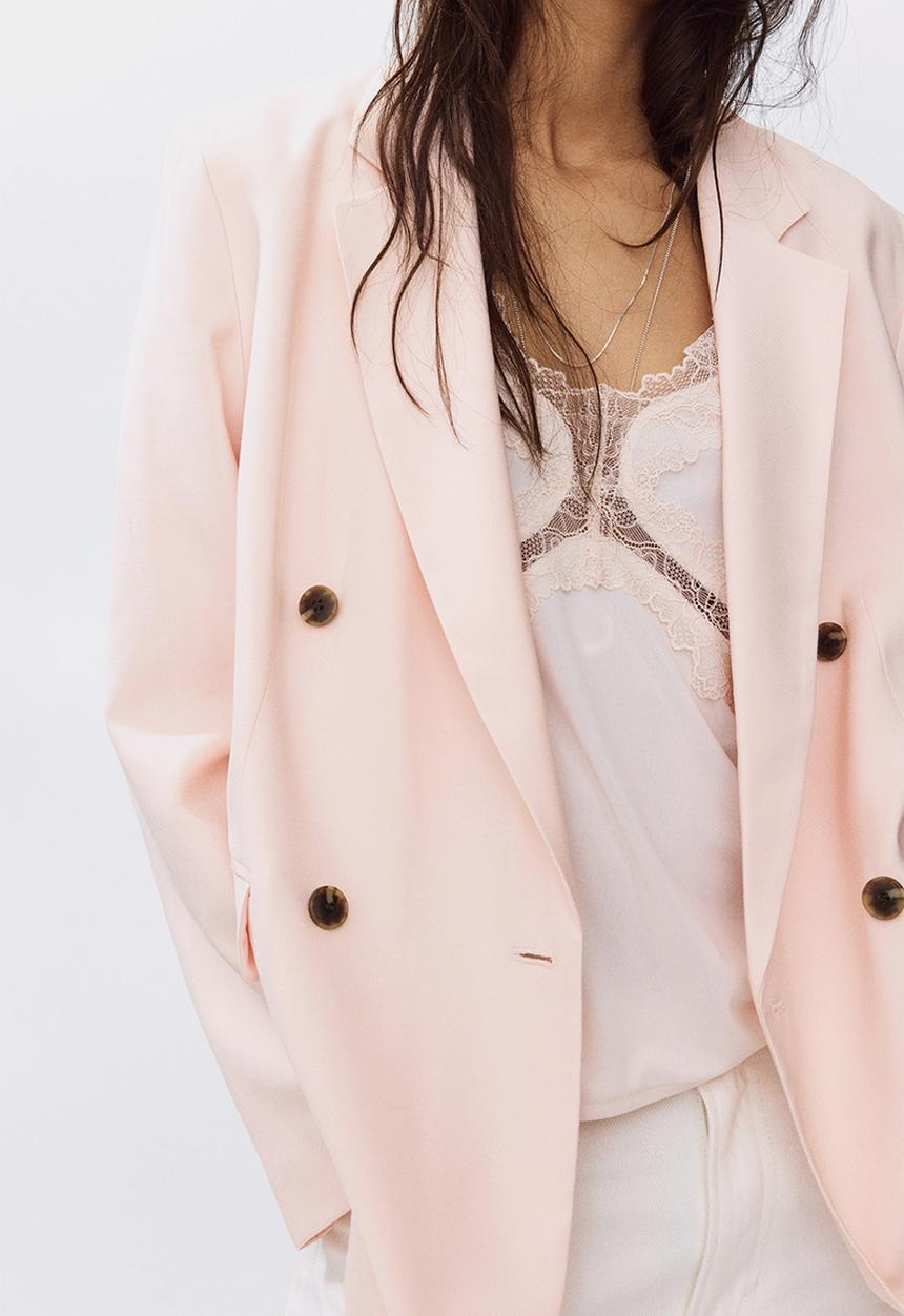 H&M - Double-breasted blazer - light pink