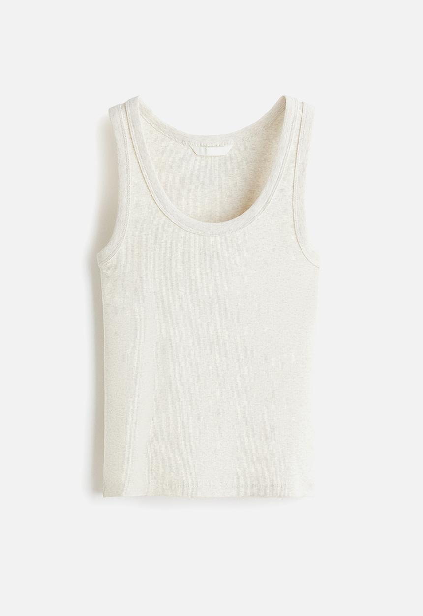H&M - Ribbed vest top - light beige marl