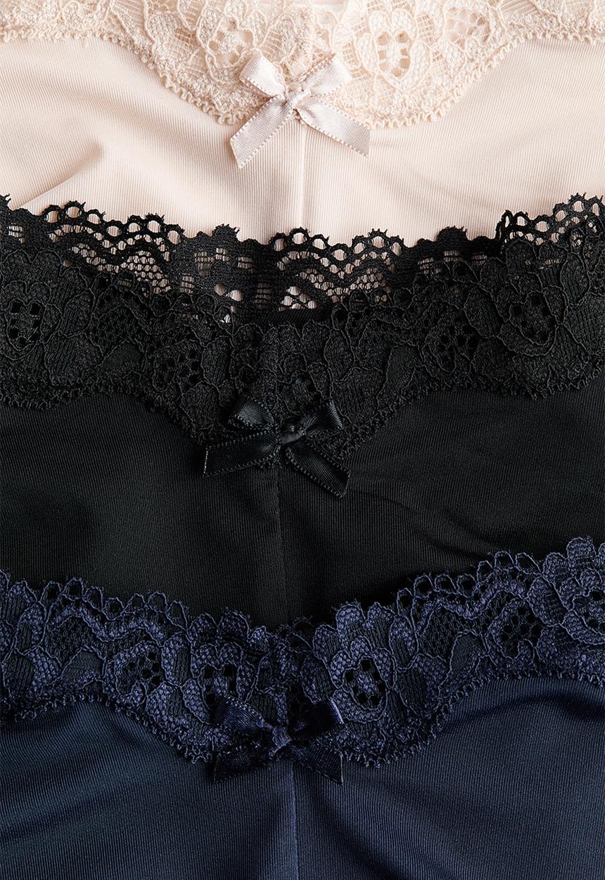 H&M - 3-pack microfibre and lace hipster briefs - navy blue/light beige