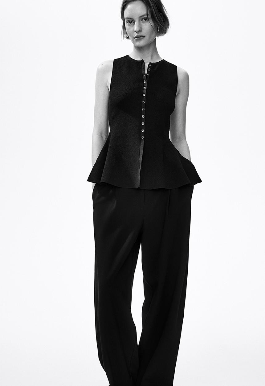 H&M - Rib-knit peplum waistcoat - black