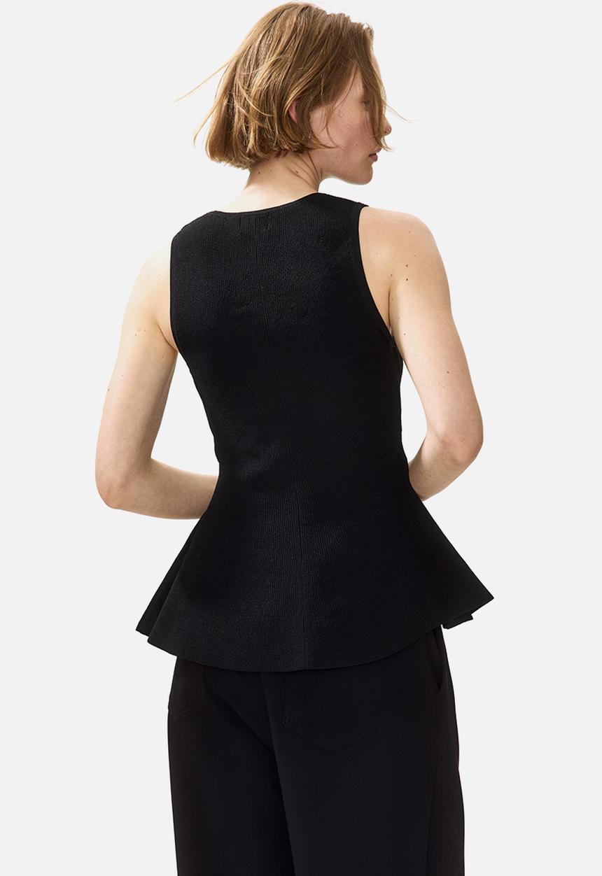 H&M - Rib-knit peplum waistcoat - black