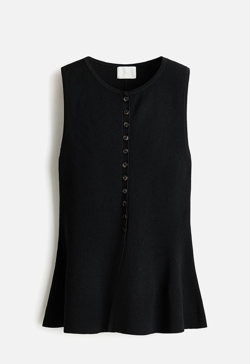 H&M - Rib-knit peplum waistcoat - black