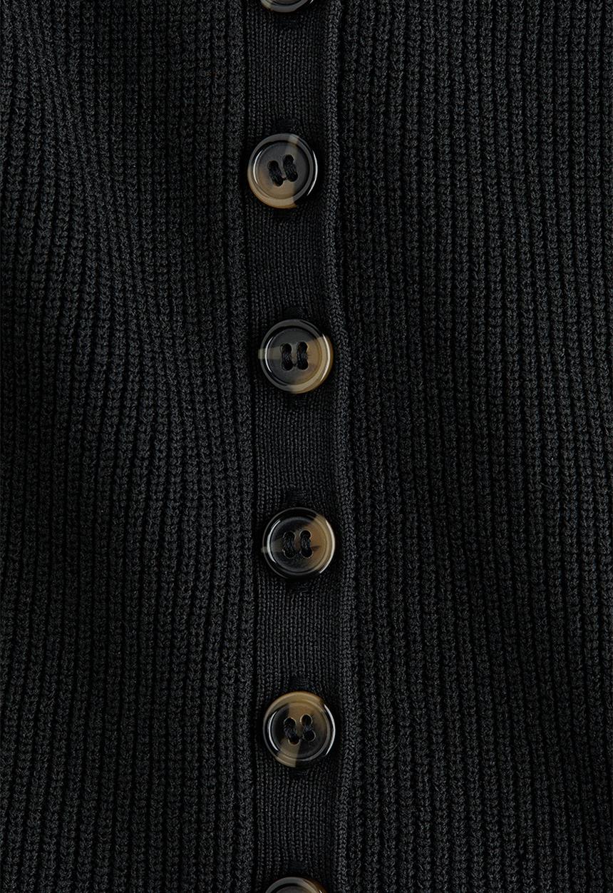 H&M - Rib-knit peplum waistcoat - black