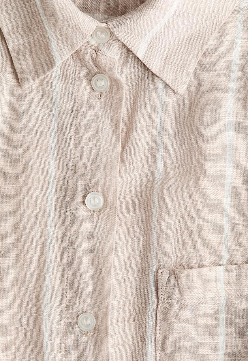 H&M - Linen shirt - light beige/striped