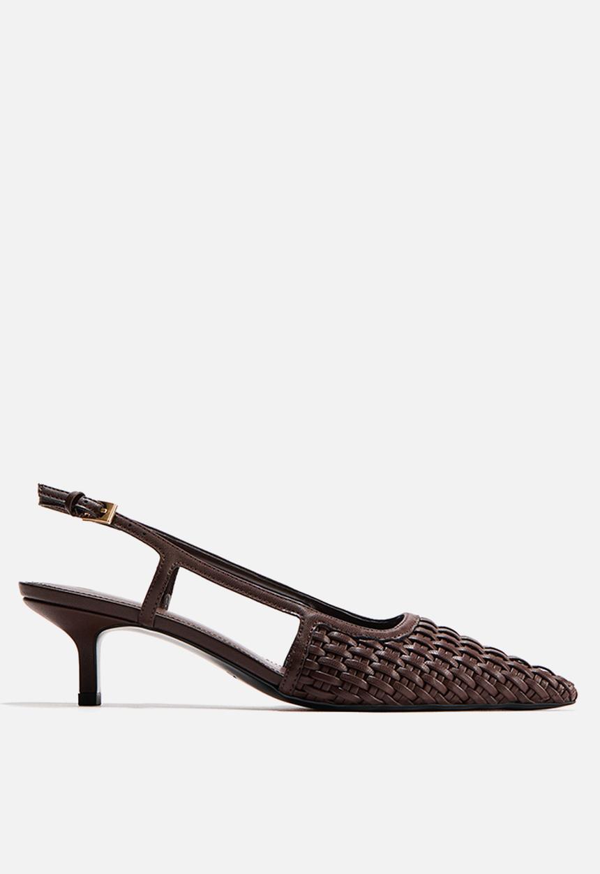 H&M - Kitten-heeled slingbacks - dark brown