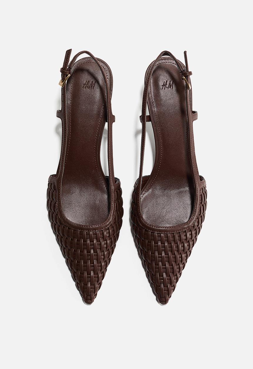 H&M - Kitten-heeled slingbacks - dark brown