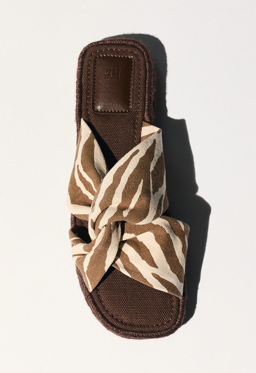H&M - Cotton espadrille sandals - light beige/zebra print