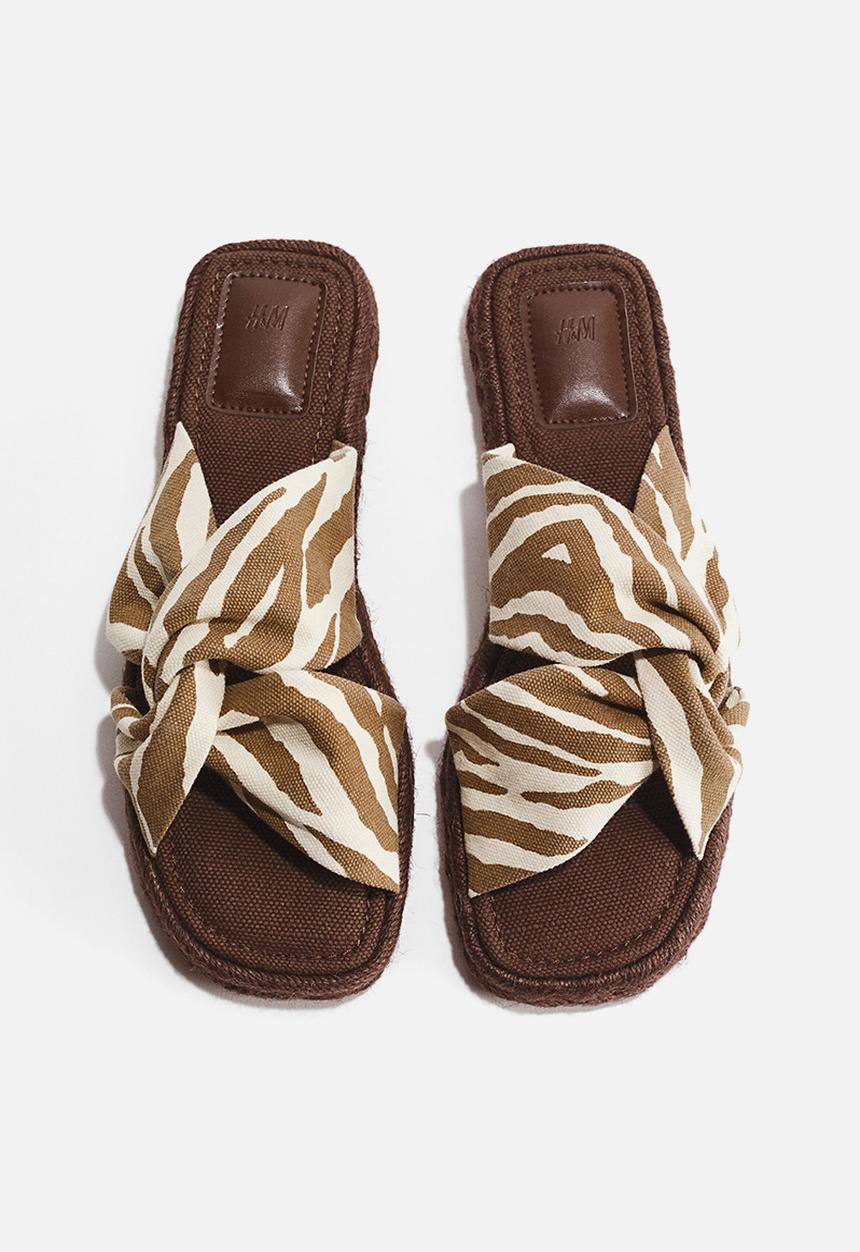 H&M - Cotton espadrille sandals - light beige/zebra print