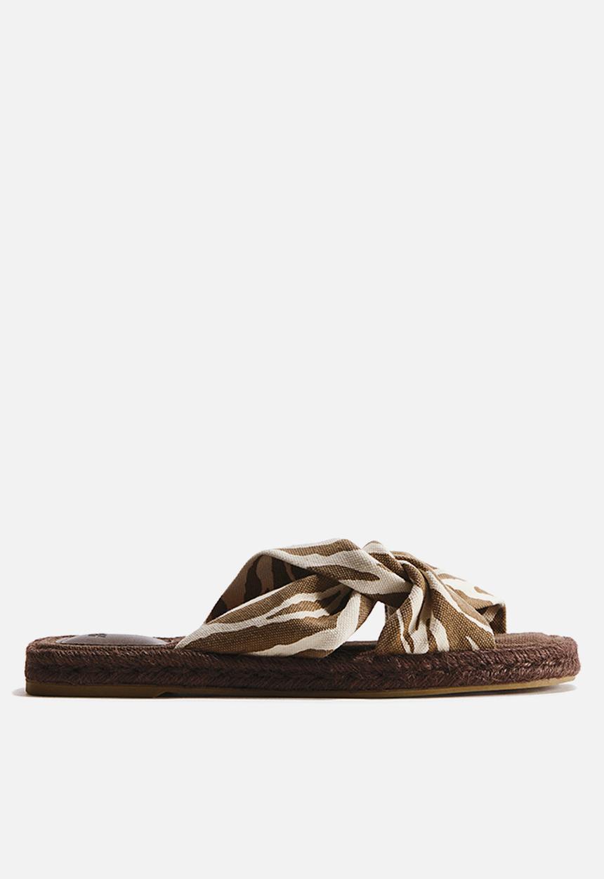 H&M - Cotton espadrille sandals - light beige/zebra print