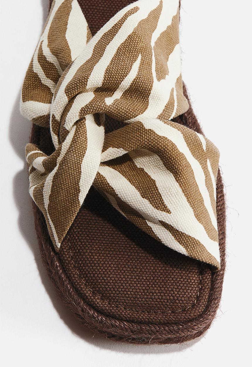 H&M - Cotton espadrille sandals - light beige/zebra print