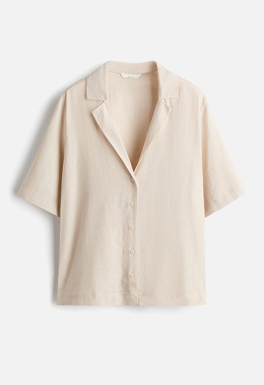 H&M - Linen-blend resort shirt - light beige