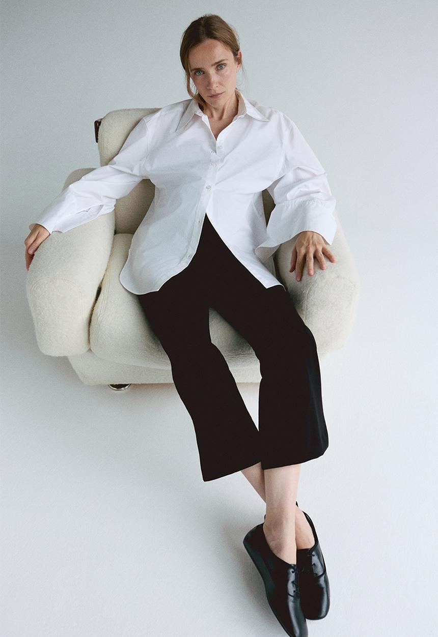 H&M - Mama flared interlock trousers - black