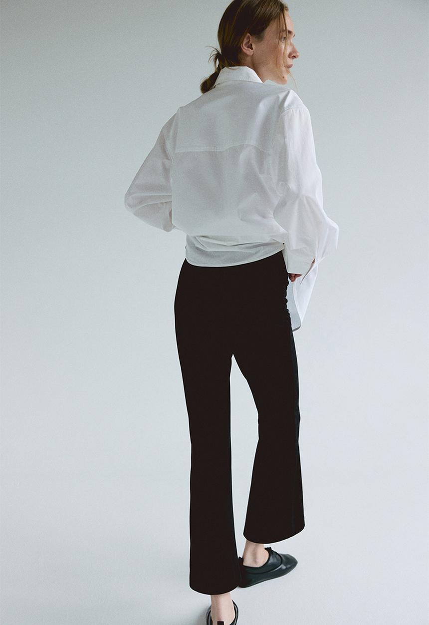 H&M - Mama flared interlock trousers - black