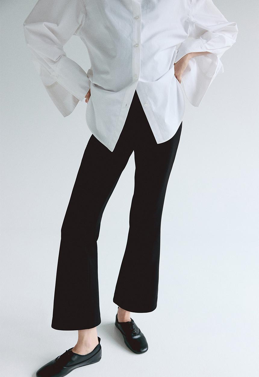 H&M - Mama flared interlock trousers - black