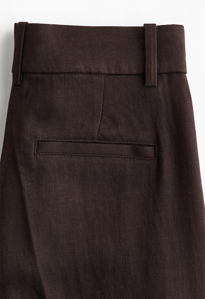 H&M - Wide linen-blend trousers - dark brown