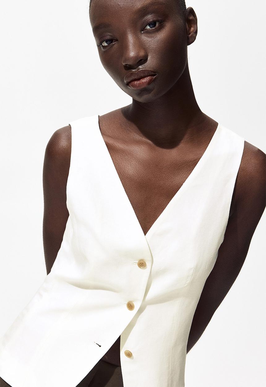 H&M - Linen-blend waistcoat - white