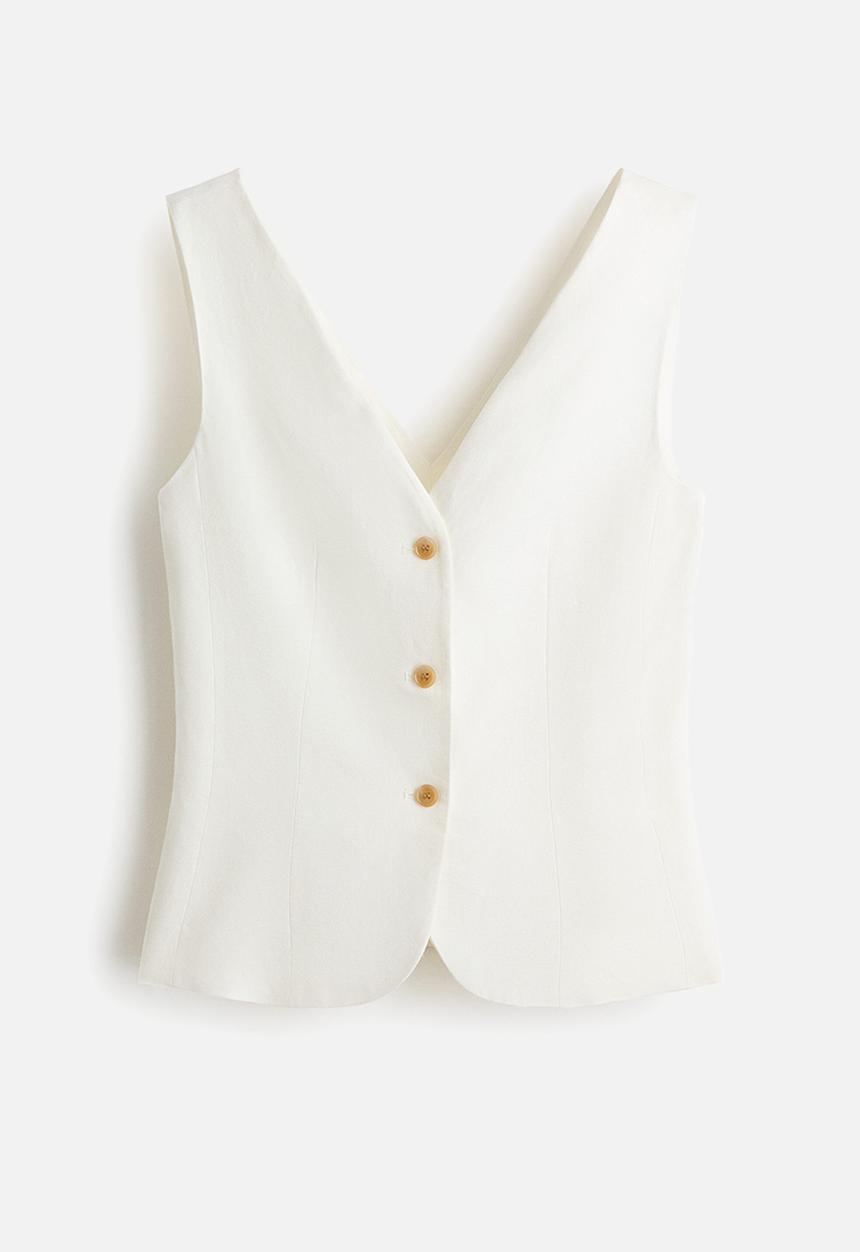 H&M - Linen-blend waistcoat - white