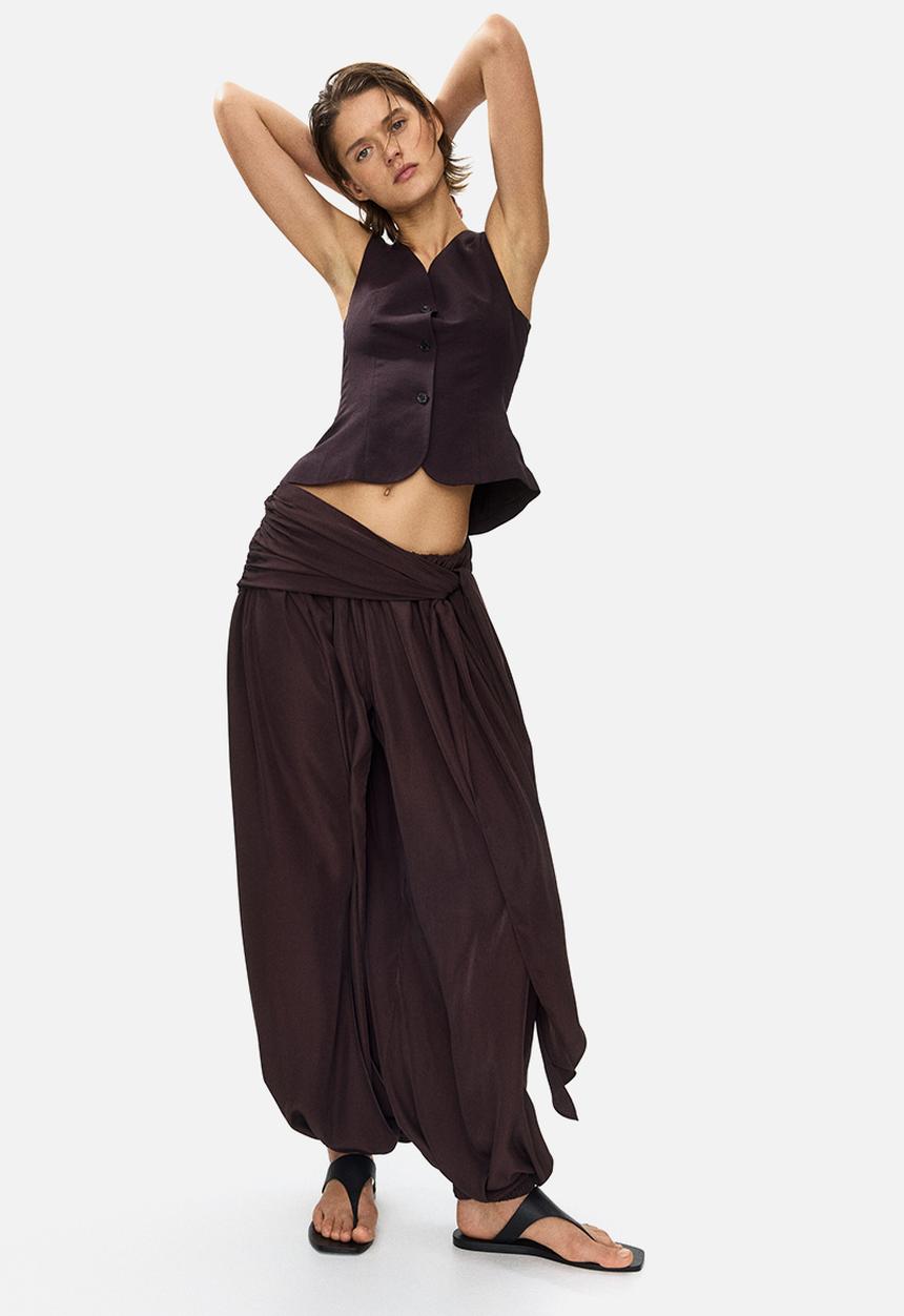 H&M - Linen-blend waistcoat - dark brown