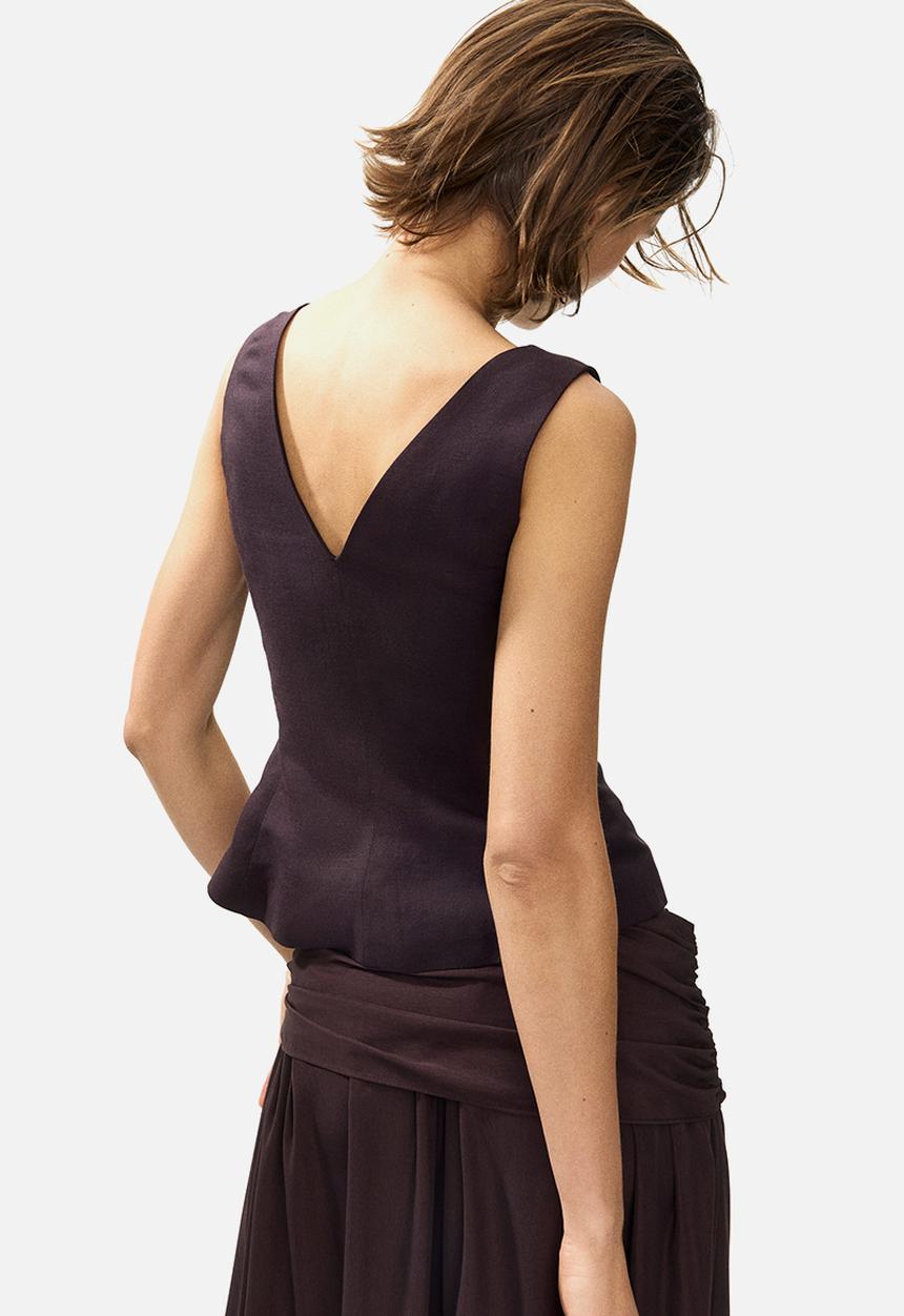 H&M - Linen-blend waistcoat - dark brown